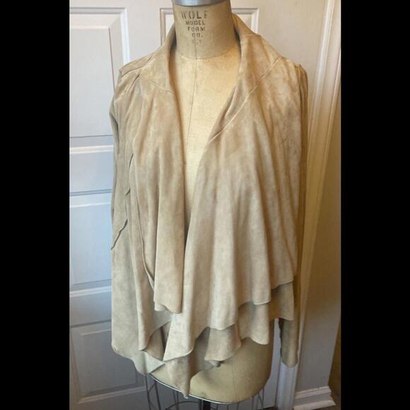Denis Colomb 100% Goatskin Suede Leather Layered Open Jacket Shawl  Retail $2k + - Picture 1 of 9